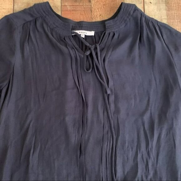 RO & DE womens lightweight v-neck high low tunic with ruffle bottom in navy -S - Picture 8 of 8